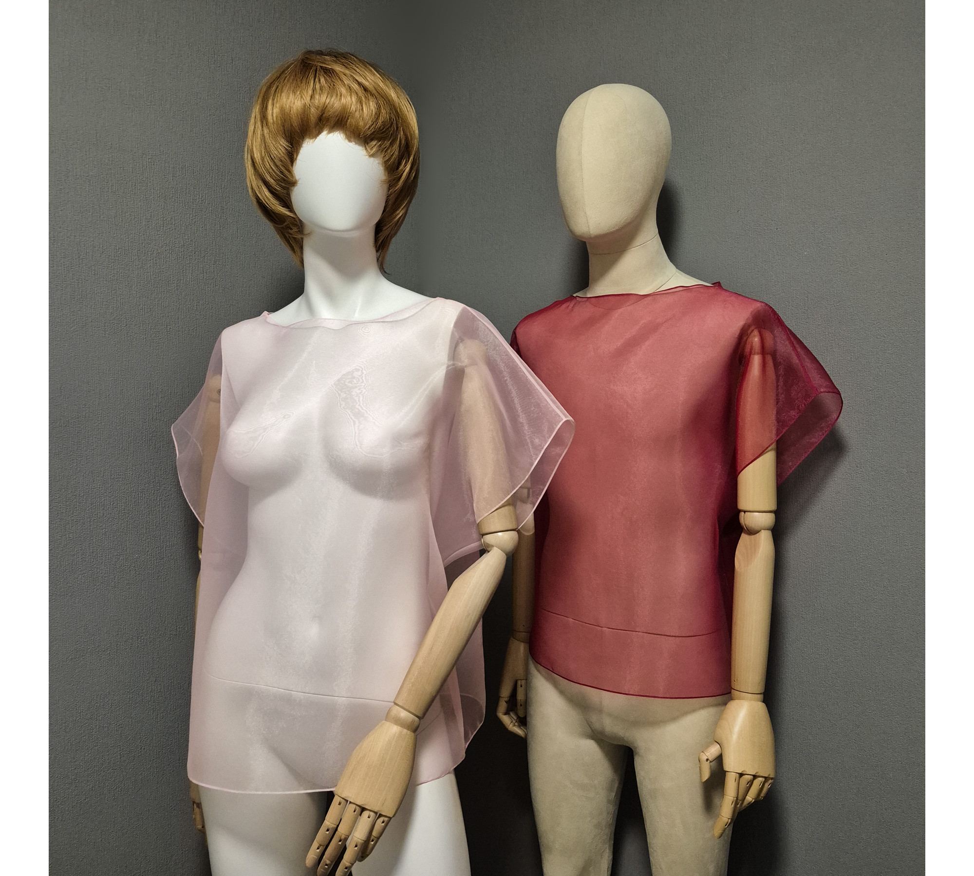 Elegant organza cape. A simple sheer blouse. Oversized cover up.