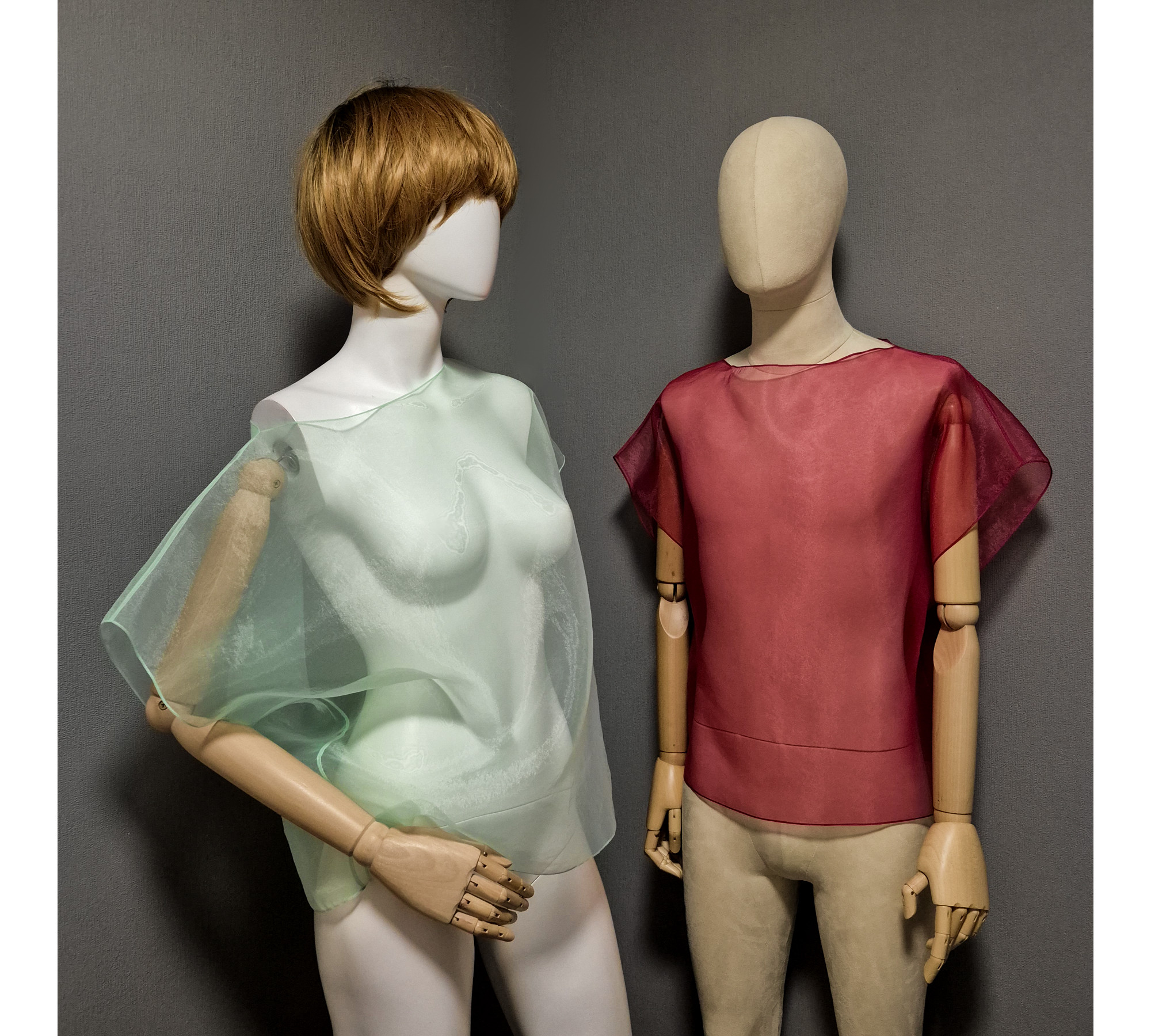 Elegant organza cape. A simple sheer blouse. Oversized cover up.