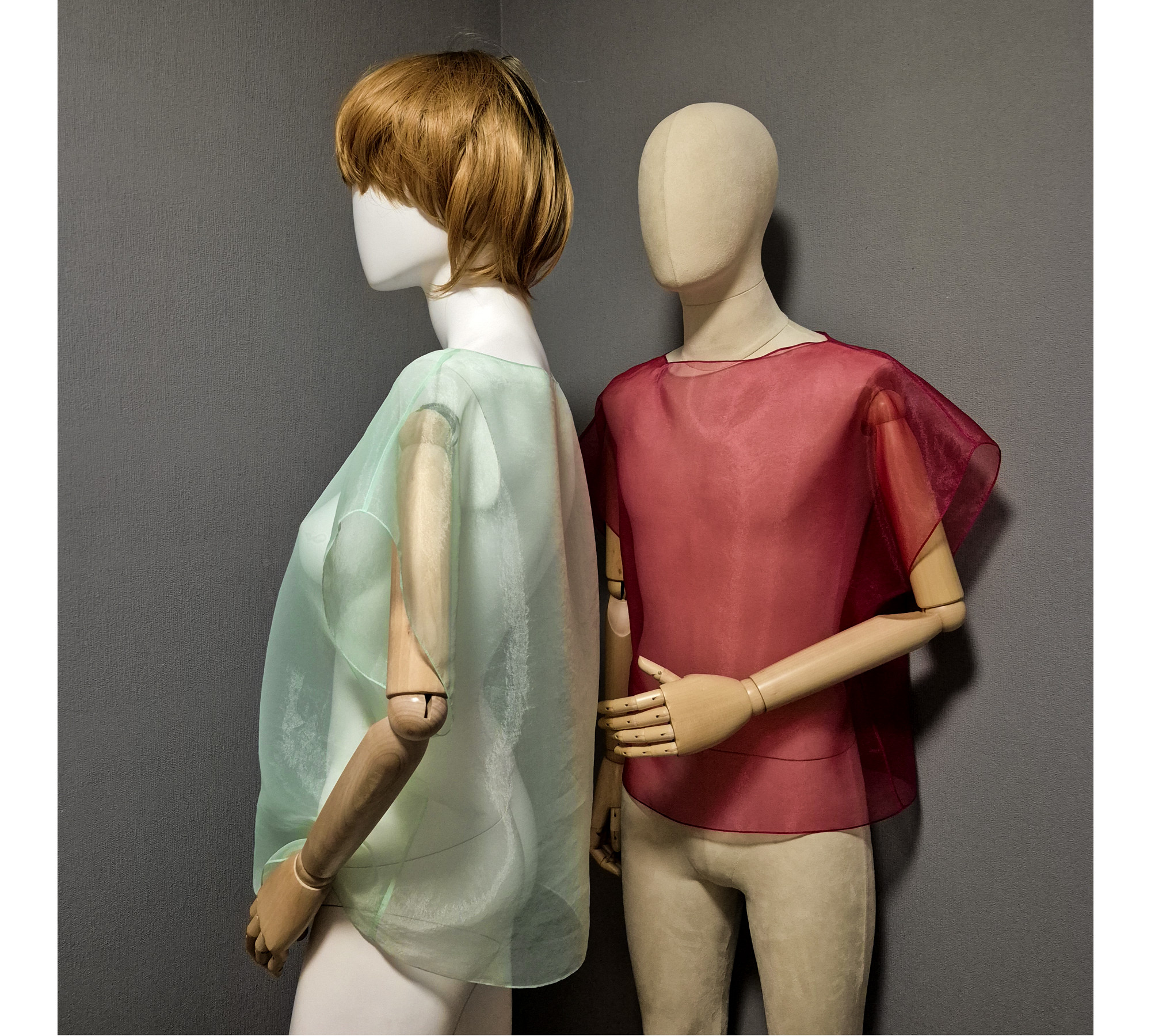 Elegant organza cape. A simple sheer blouse. Oversized cover up.