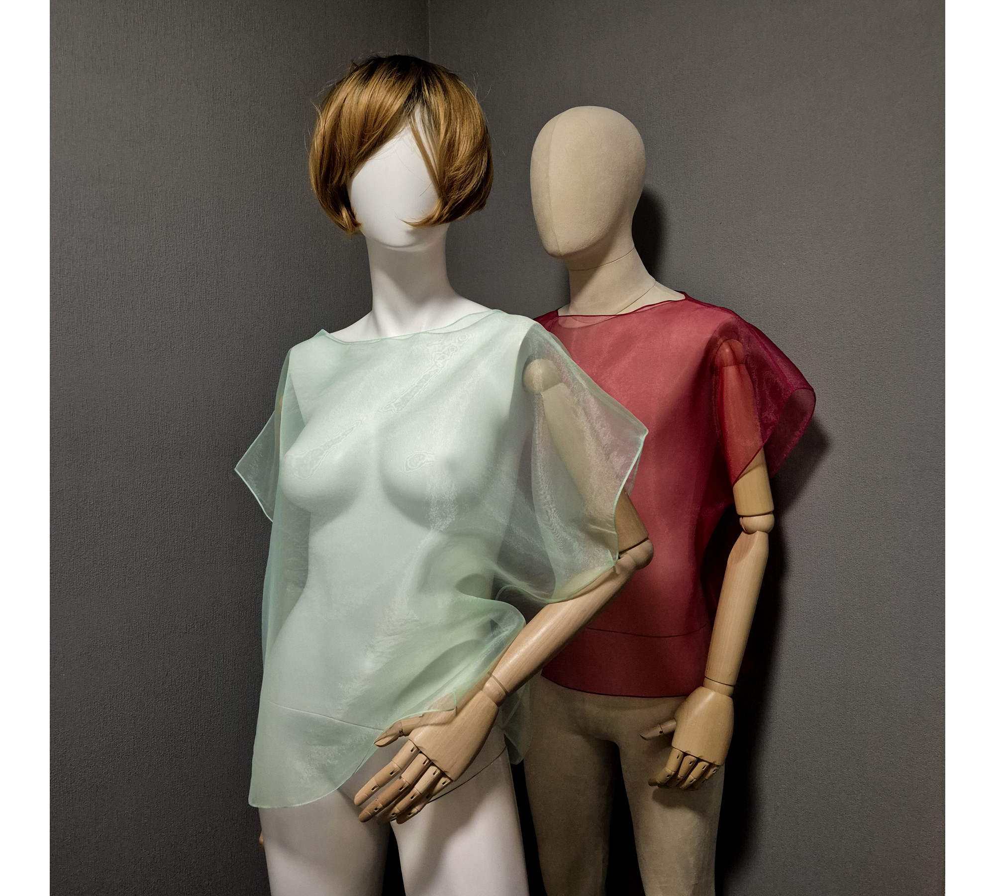 Elegant organza cape. A simple sheer blouse. Oversized cover up.