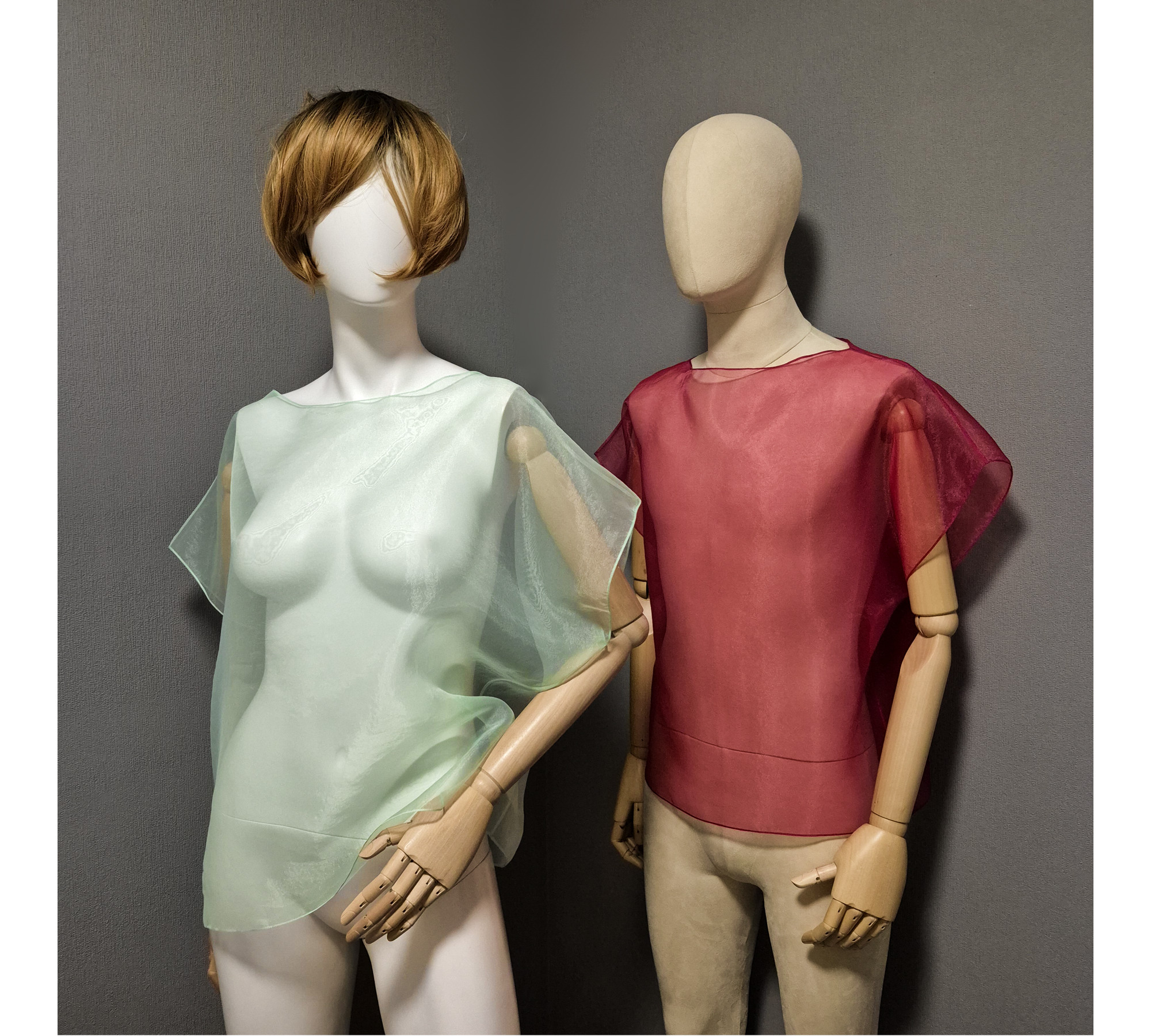 Elegant organza cape. A simple sheer blouse. Oversized cover up.