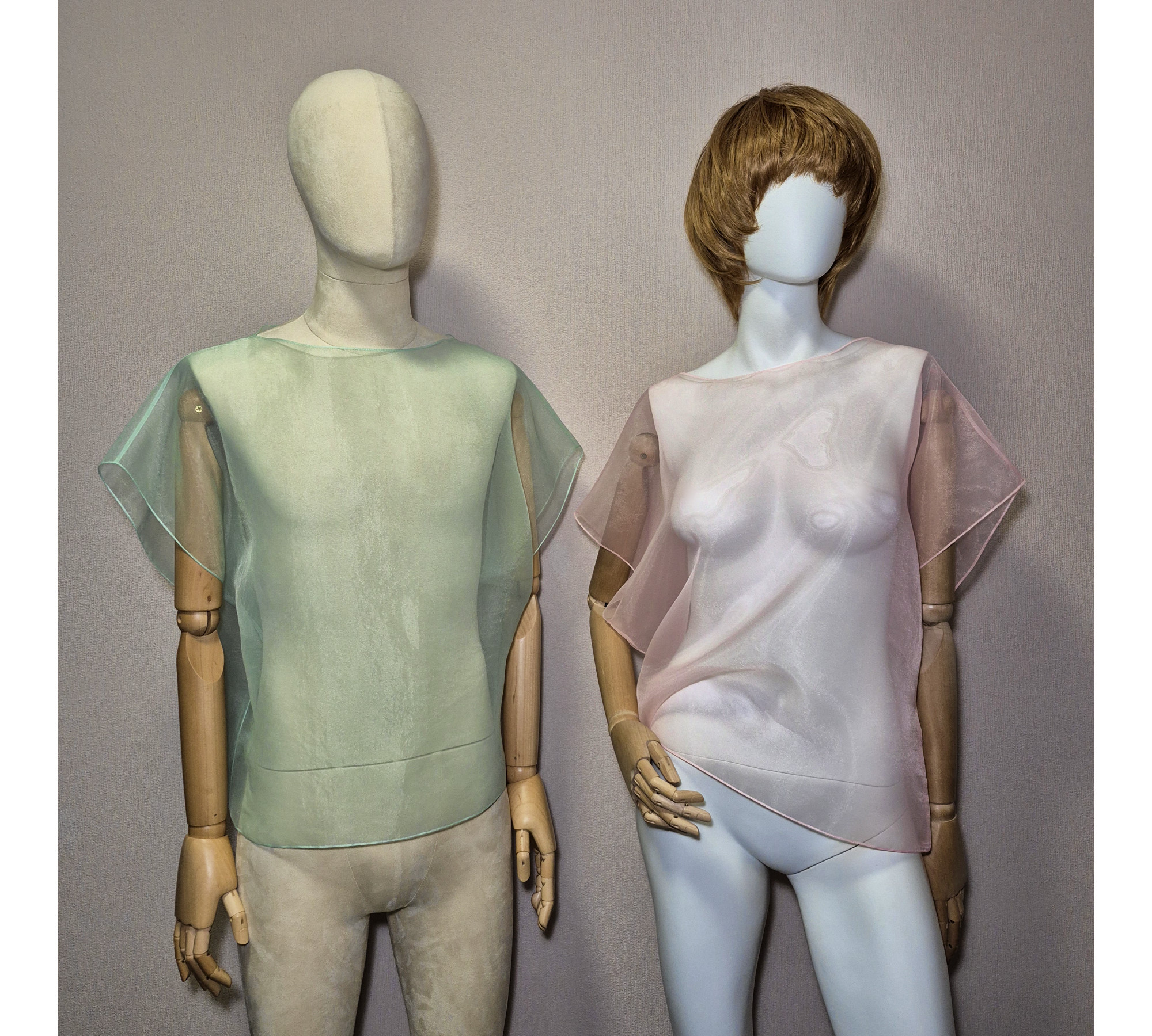 Elegant organza cape. A simple sheer blouse. Oversized cover up.