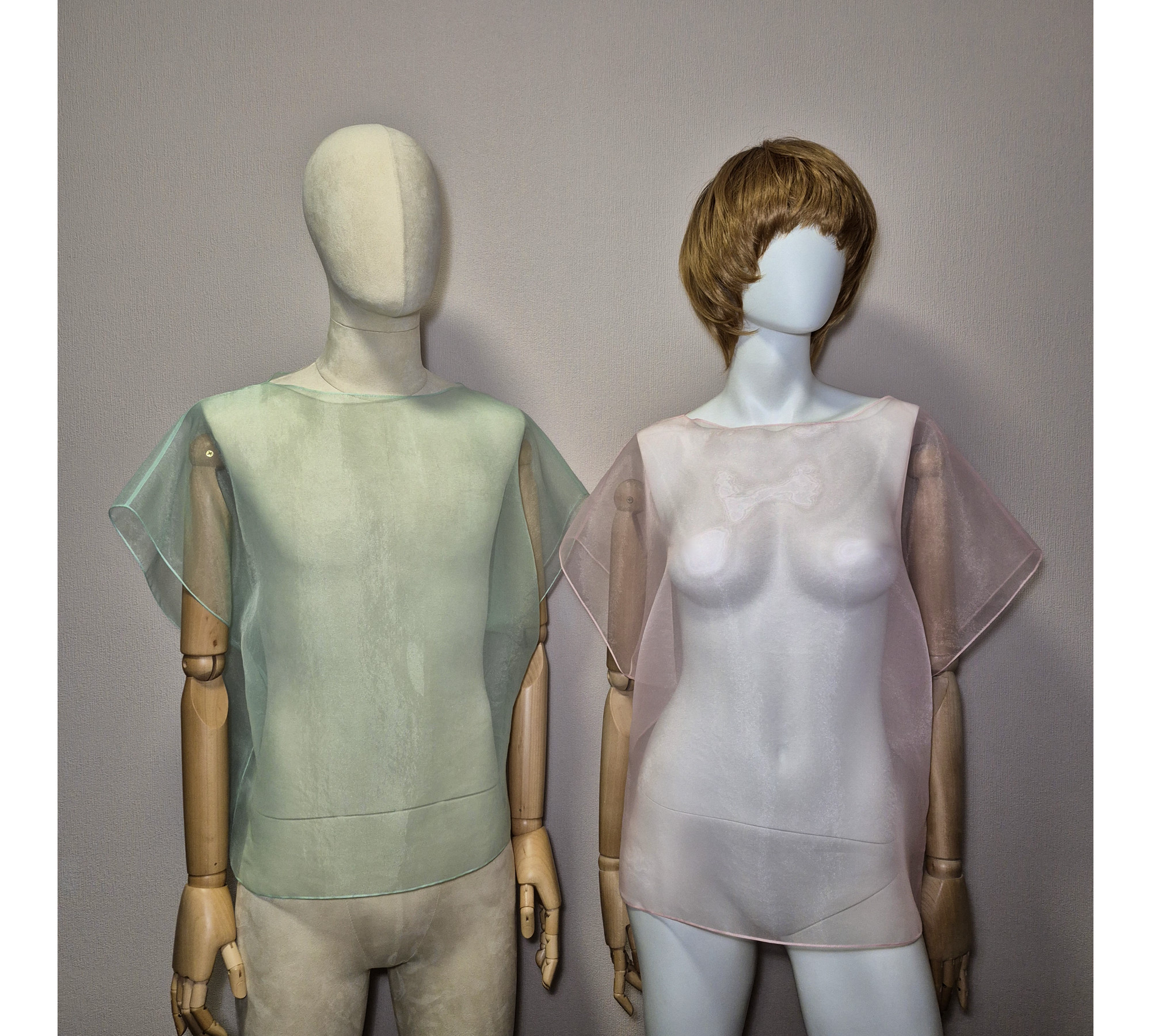 Elegant organza cape. A simple sheer blouse. Oversized cover up.