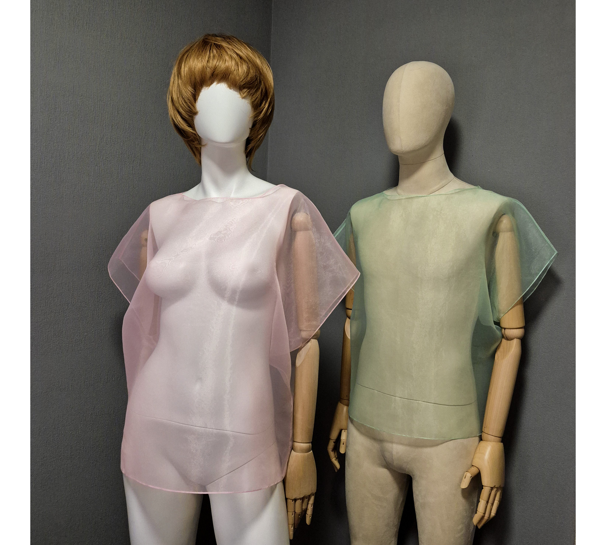 Elegant organza cape. A simple sheer blouse. Oversized cover up.