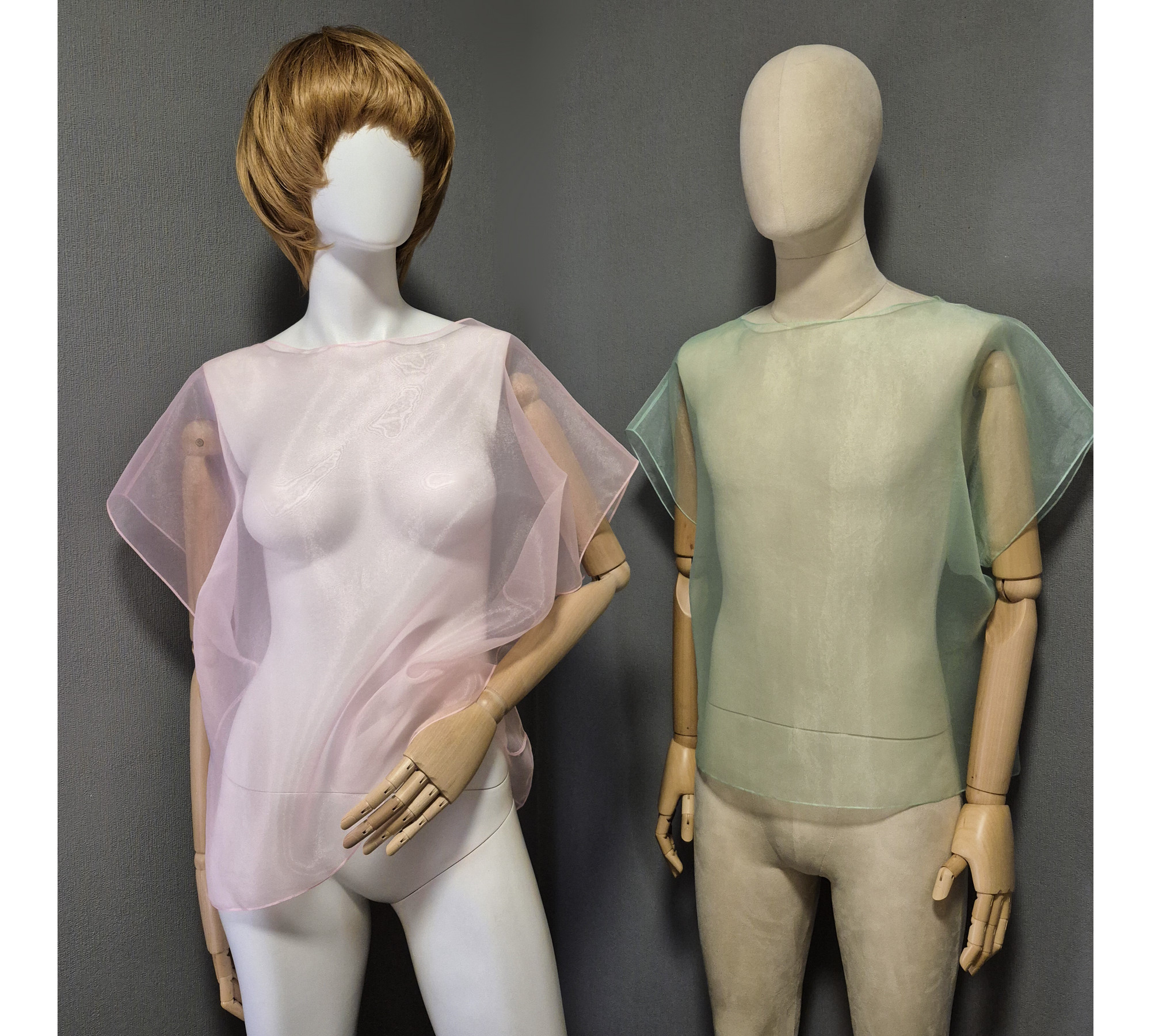 Elegant organza cape. A simple sheer blouse. Oversized cover up.