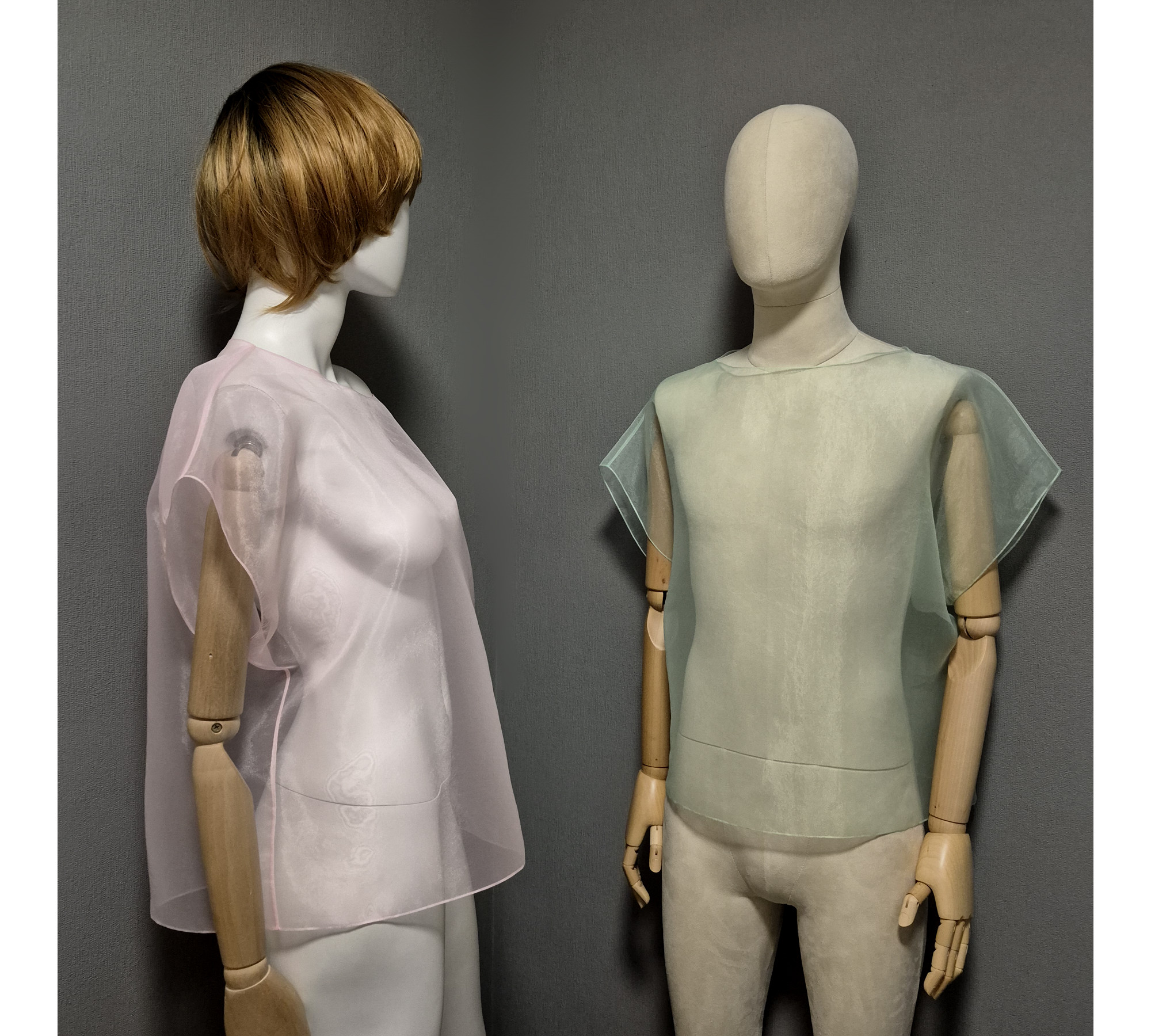 Elegant organza cape. A simple sheer blouse. Oversized cover up.