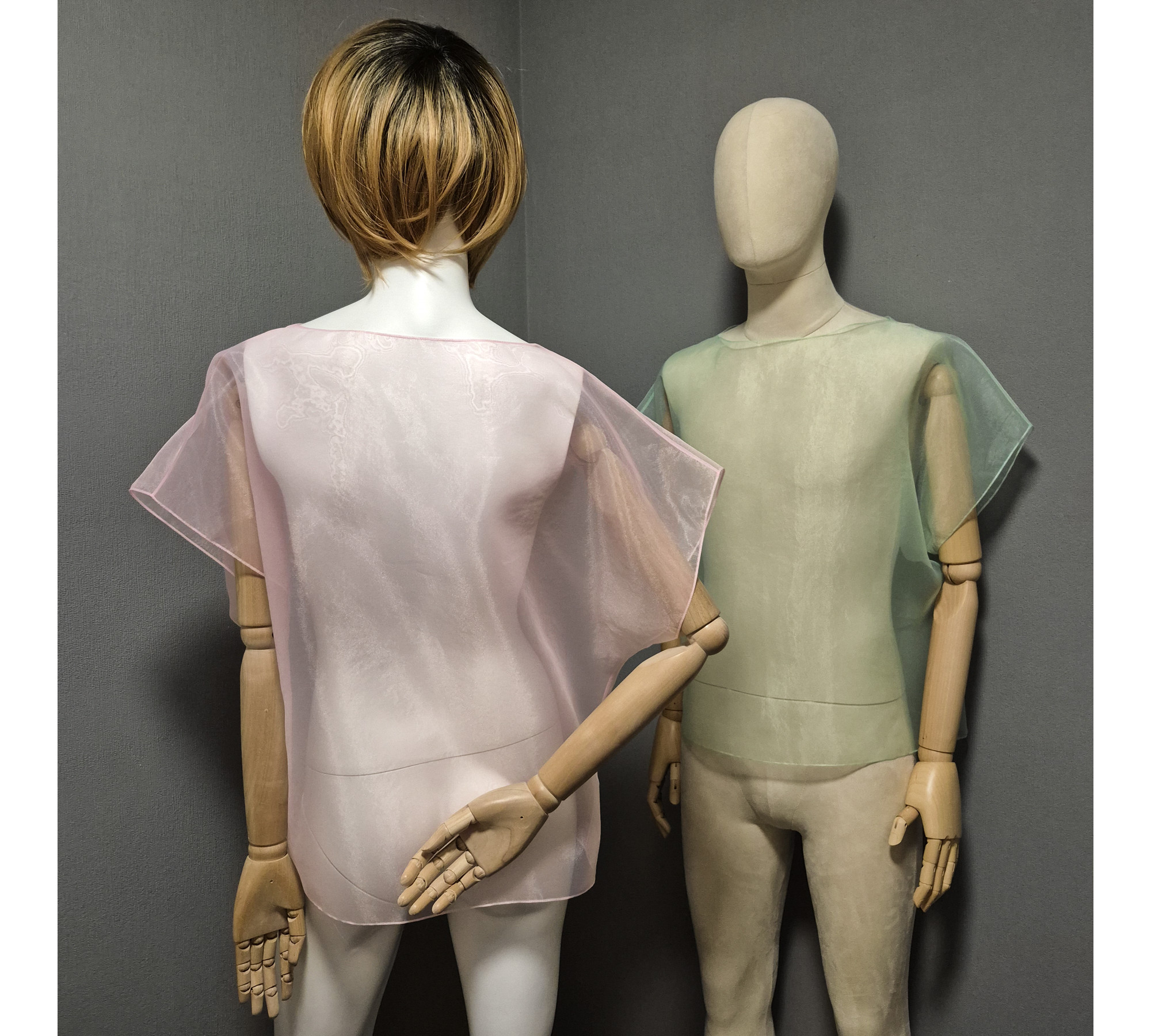 Elegant organza cape. A simple sheer blouse. Oversized cover up.