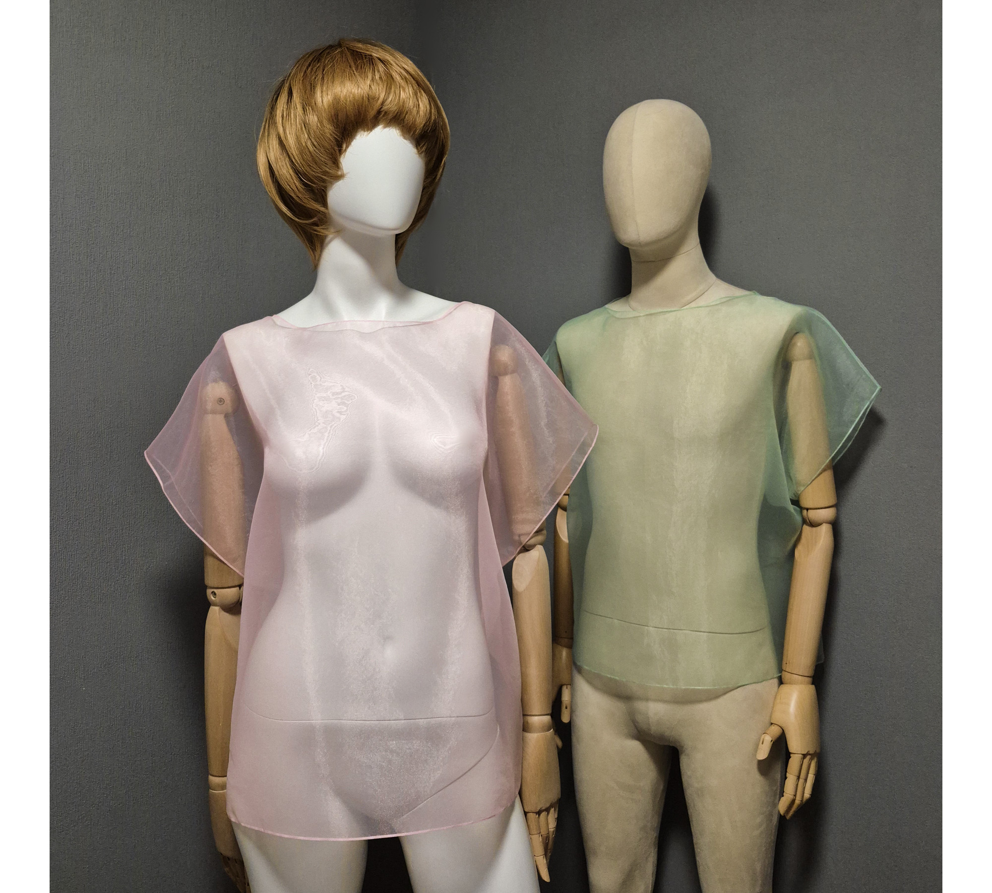 Elegant organza cape. A simple sheer blouse. Oversized cover up.