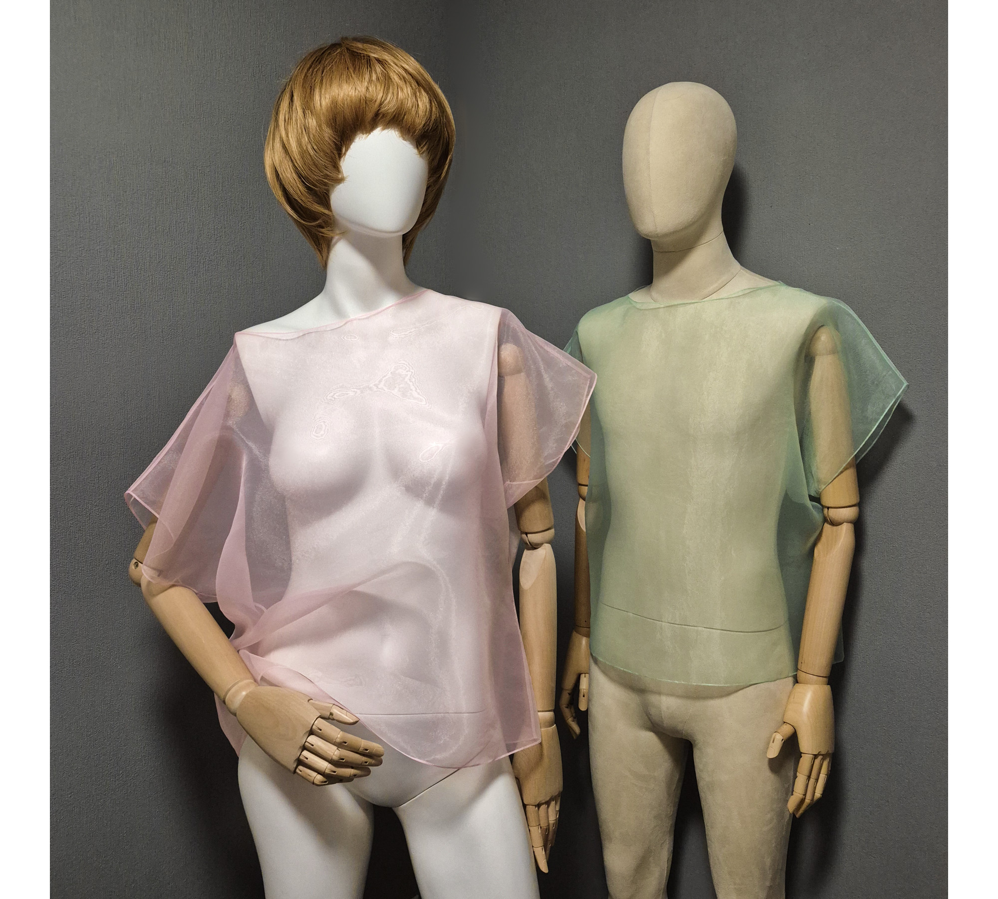 Elegant organza cape. A simple sheer blouse. Oversized cover up.