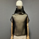 Men's sheer sleeveless high neck crinkled organza blouse
