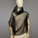 Men's sheer sleeveless high neck crinkled organza blouse