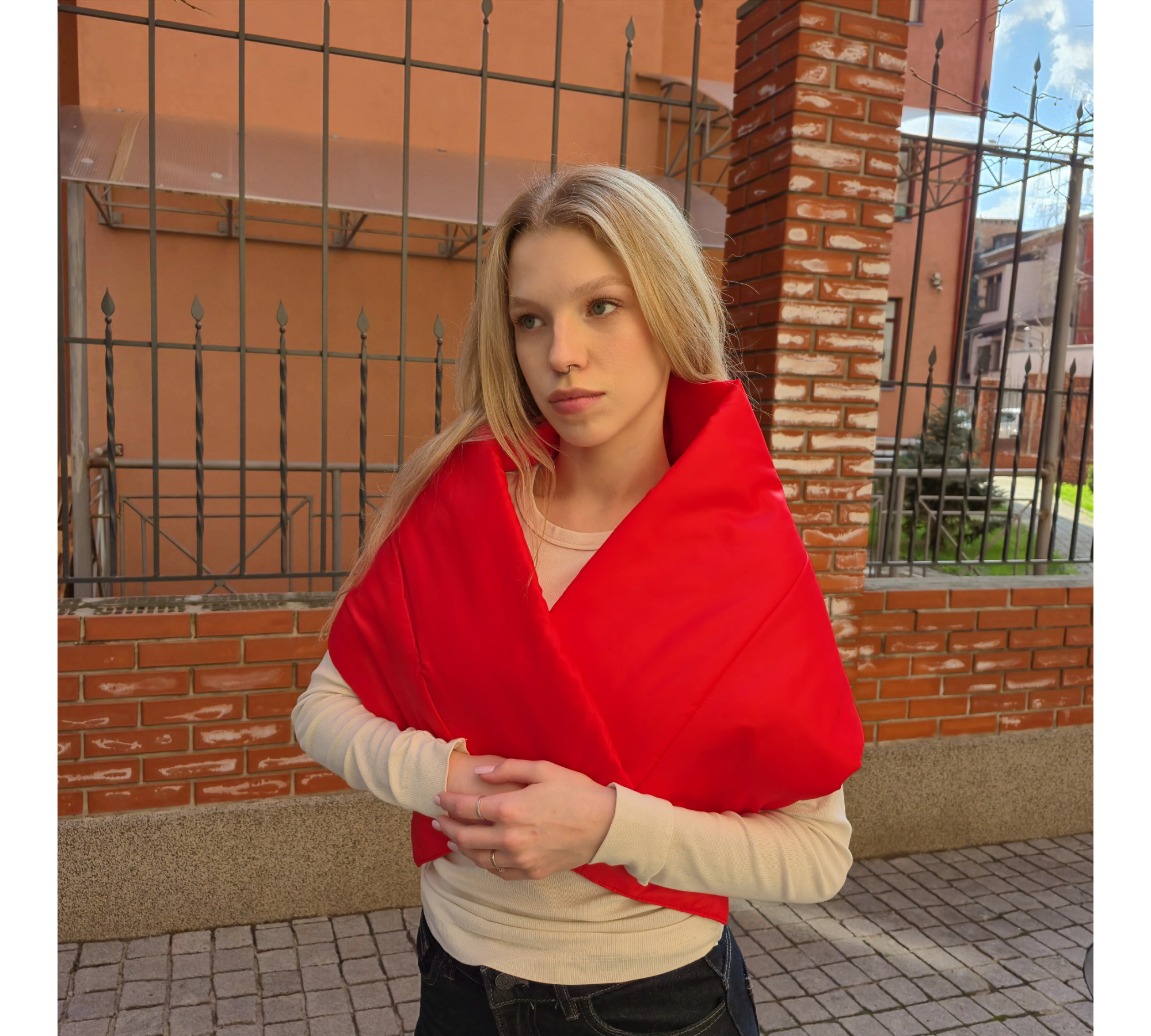 Winter puffer scarf. Plump neck warmer.