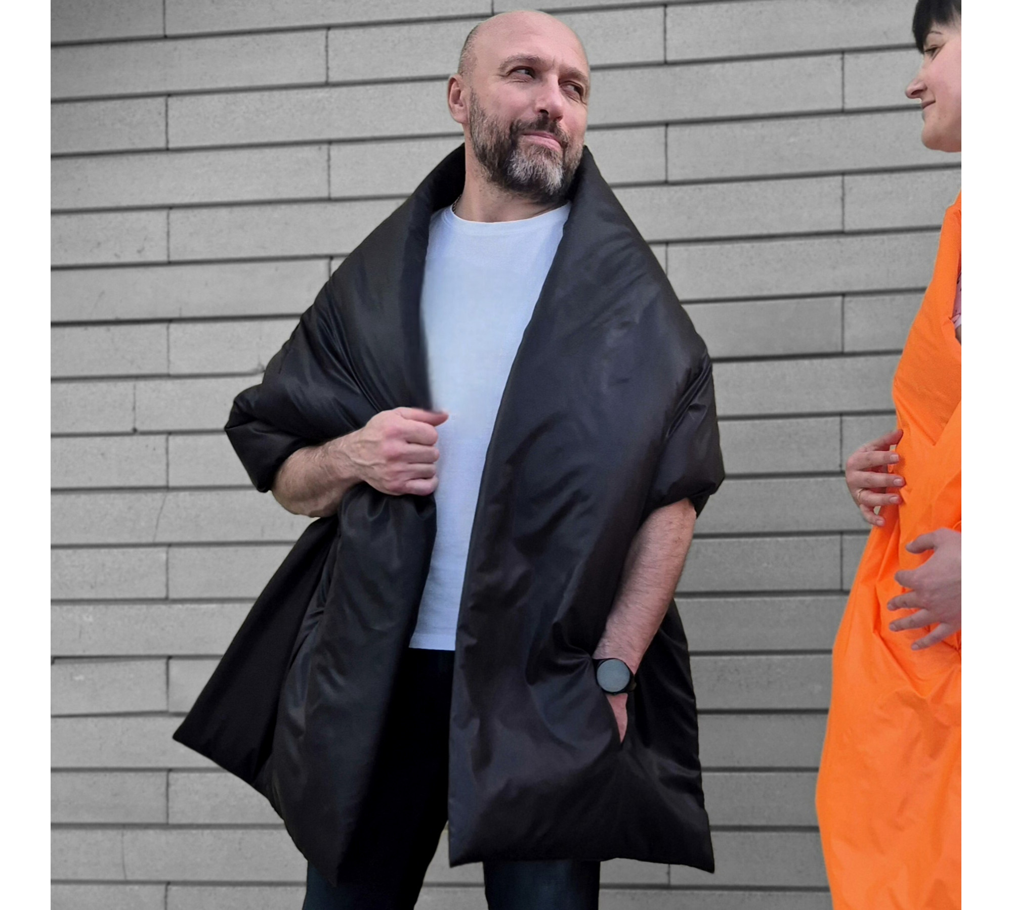 Puffer scarf with 2 pockets. Warm  trendy shawl. 