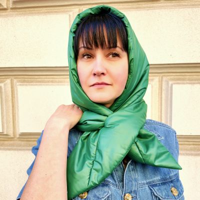 Warm quilted kerchief. Padded insulated headscarf. 