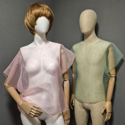 Transparent sleeveless blouse.