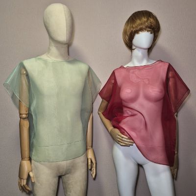 Transparent sleeveless blouse.